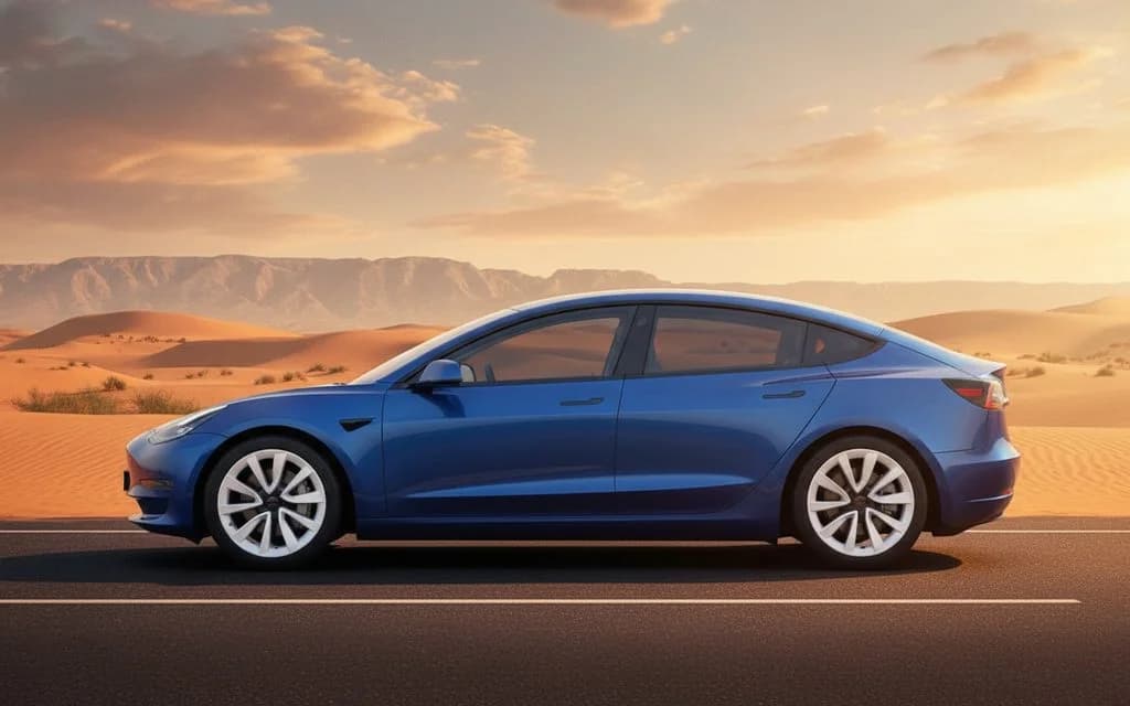 Tesla Model3 2021 Blue side profile