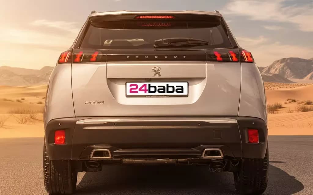 Peugeot 2008 2023 Grey rear view showing taillights – rental in Dubai
