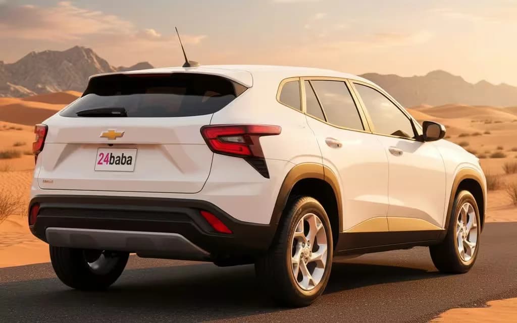 Chevrolet Trax 2024 White rear view showing taillights – rental in Dubai