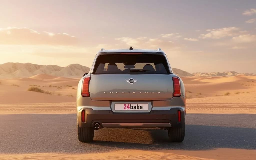 Mini Countryman 2024 Green rear view showing taillights – rental in Dubai