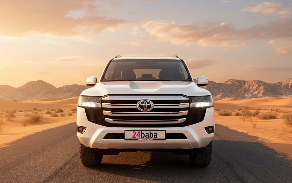 Toyota Land Cruiser 2024 White front view with headlights