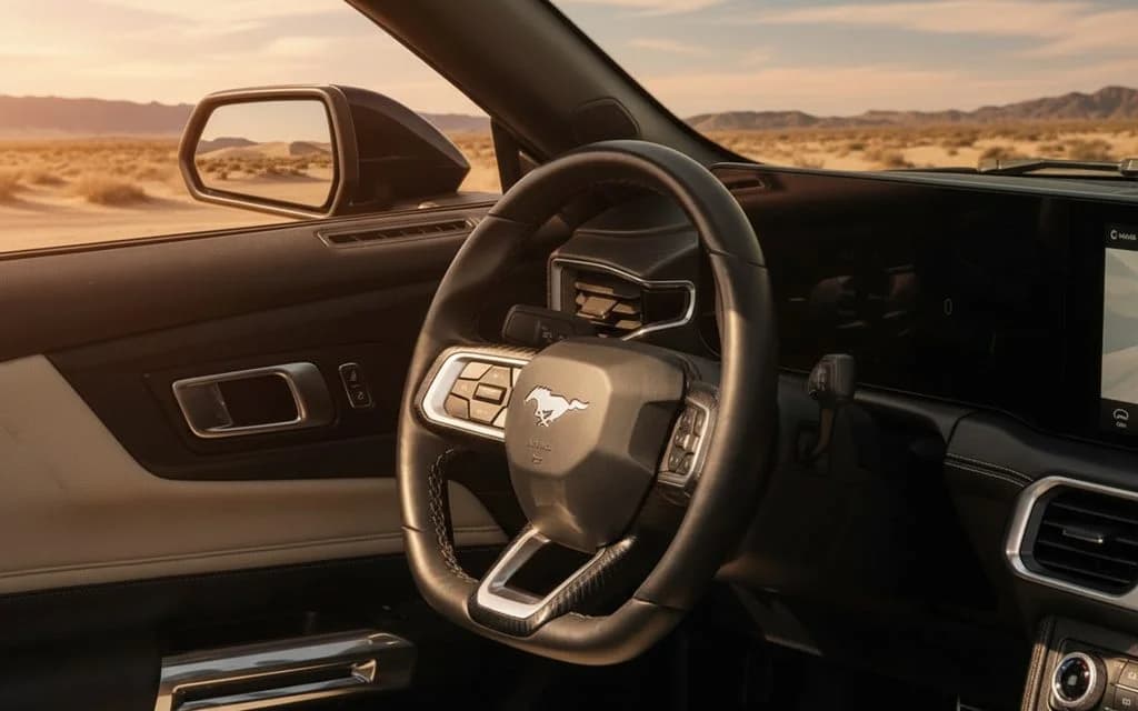 Ford Mustang 2025 interior view showing trim – rental in Dubai