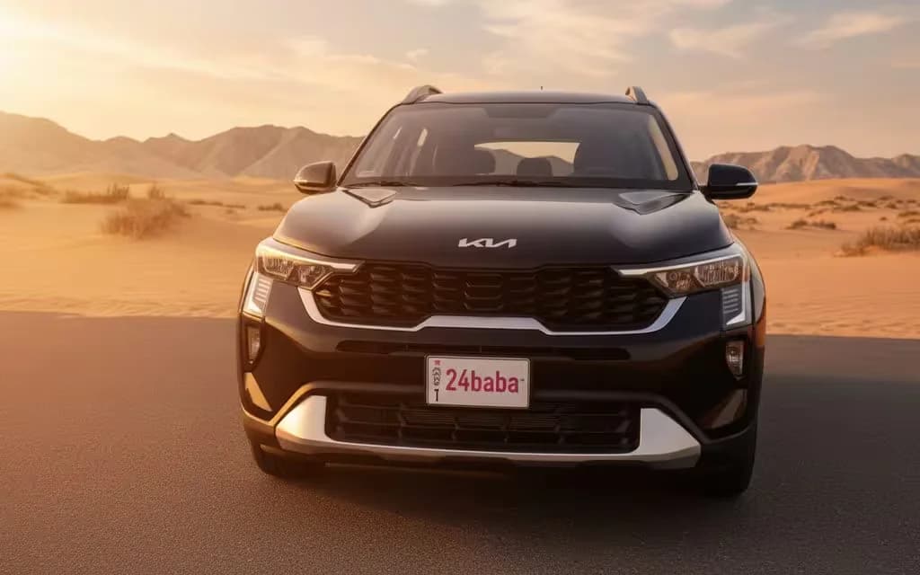 Kia Sonet 2025 Black front view with headlights