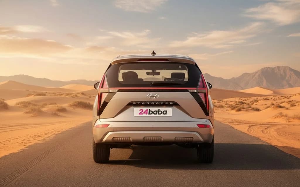 Hyundai Stargazer 2025 Grey rear view showing taillights – rental in Dubai