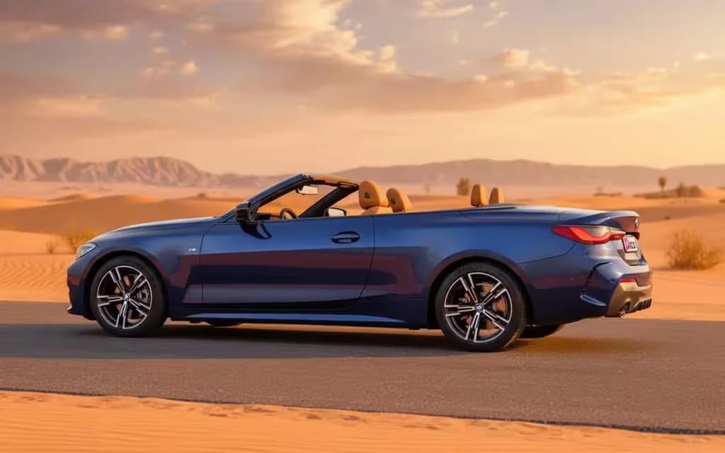 Bmw 420 2023 Blue side profile – rental in Dubai