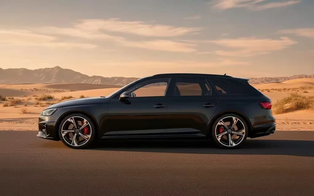 Audi Rs4 2025 Black side profile – rental in Dubai