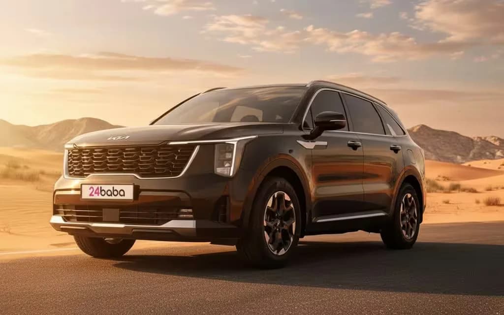 Kia Sorento 2024 Black front view with headlights