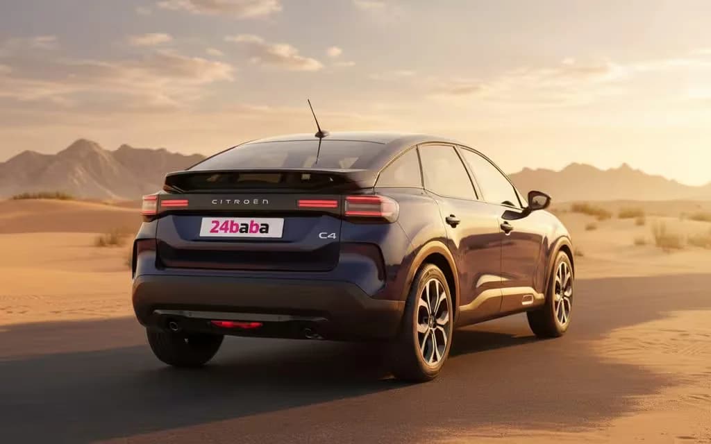 Citroen C4 2026 Blue rear view showing taillights – rental in Dubai