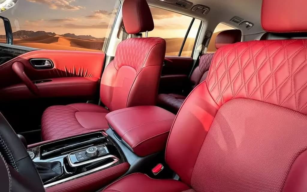 Nissan Patrol 2024 leather seats and cabin – rental in Dubai