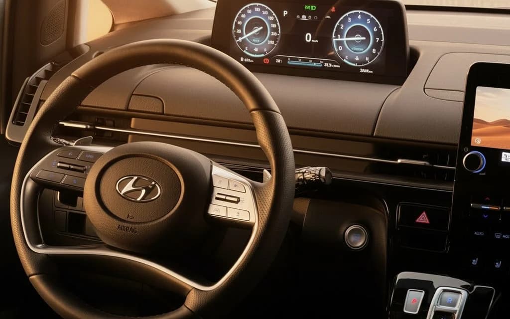 Hyundai Staria 2023 dashboard and infotainment – rental in Dubai