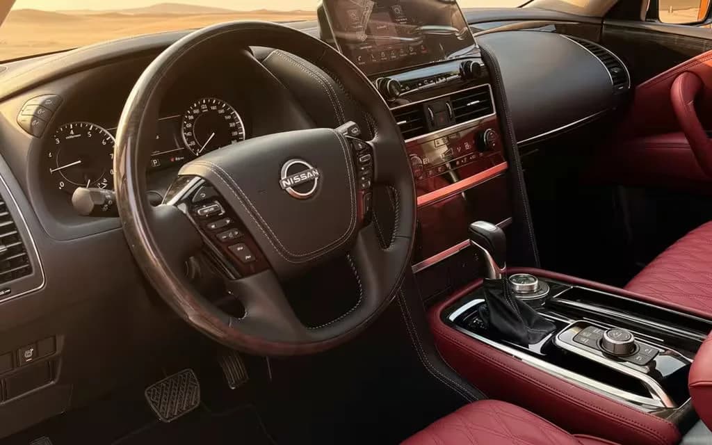Nissan Patrol 2024 interior view showing trim – rental in Dubai