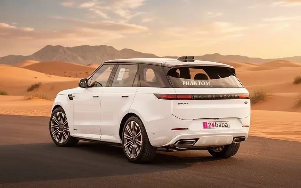 LandRover RangeRoverSport 2023 White rear view showing taillights – rental in Dubai