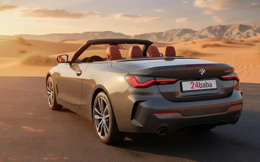 Bmw 420 2022 within rear view showing taillights – rental in Dubai