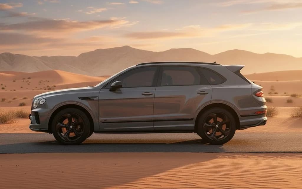 Bentley Bentayga 2022 Grey side profile – rental in Dubai