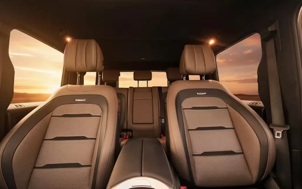 Mercedes G63 2021 leather seats and cabin – rental in Dubai