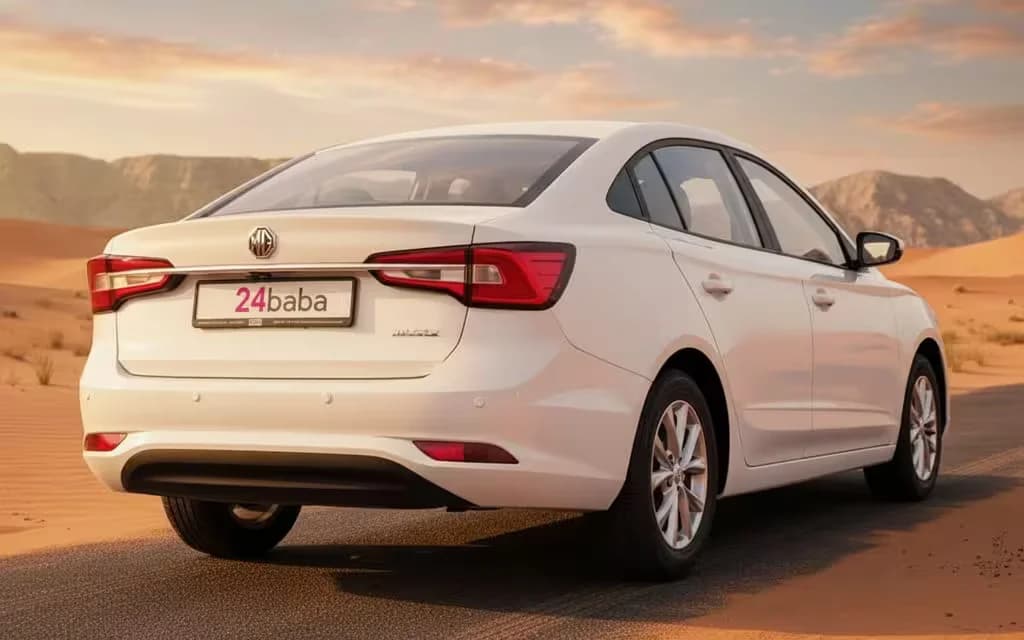 Mg 3 2025 White rear view showing taillights – rental in Dubai
