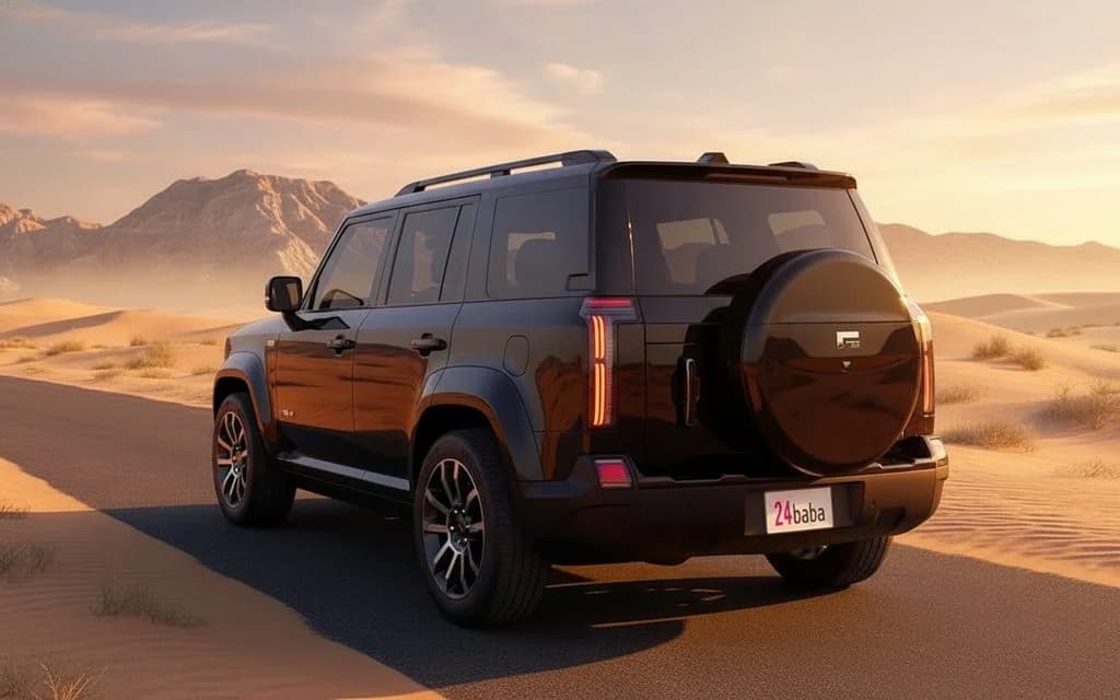 RoxMotor 01 2025 Black rear view showing taillights – rental in Dubai