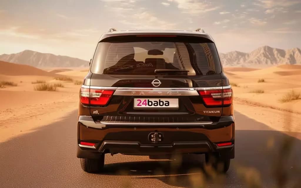 Nissan Patrol 2024 Black rear view showing taillights – rental in Dubai