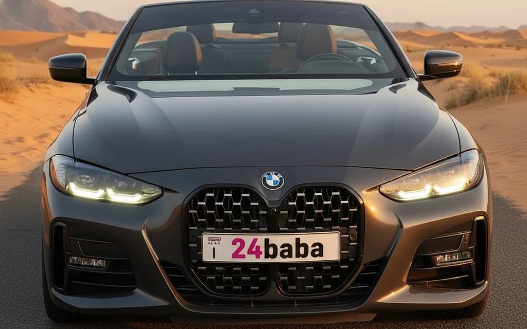 Bmw 430 2023 Grey front view with headlights – rental in Dubai