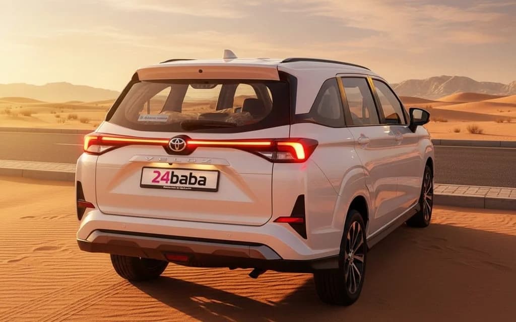 Toyota Veloz 2023 White rear view showing taillights – rental in Dubai