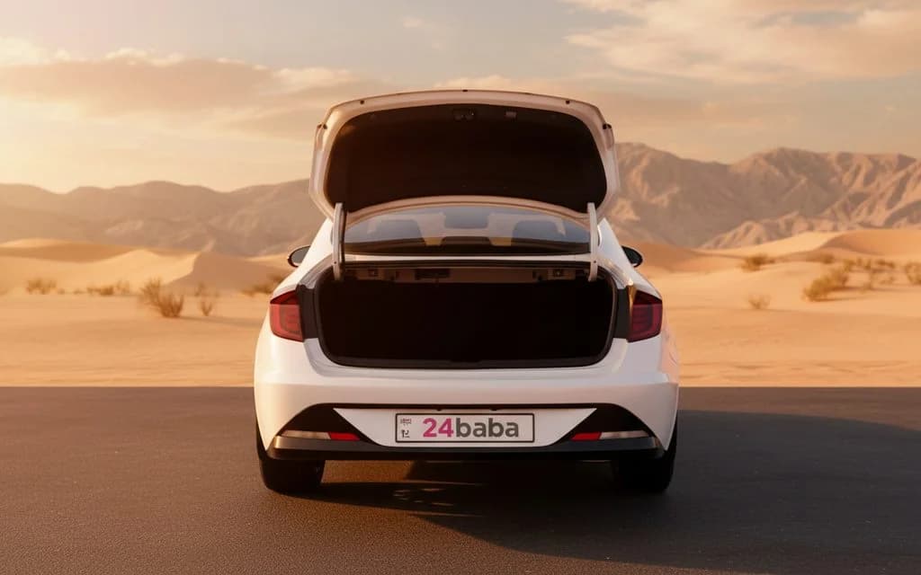 Hyundai Sonata 2021 White rear view showing taillights – rental in Dubai