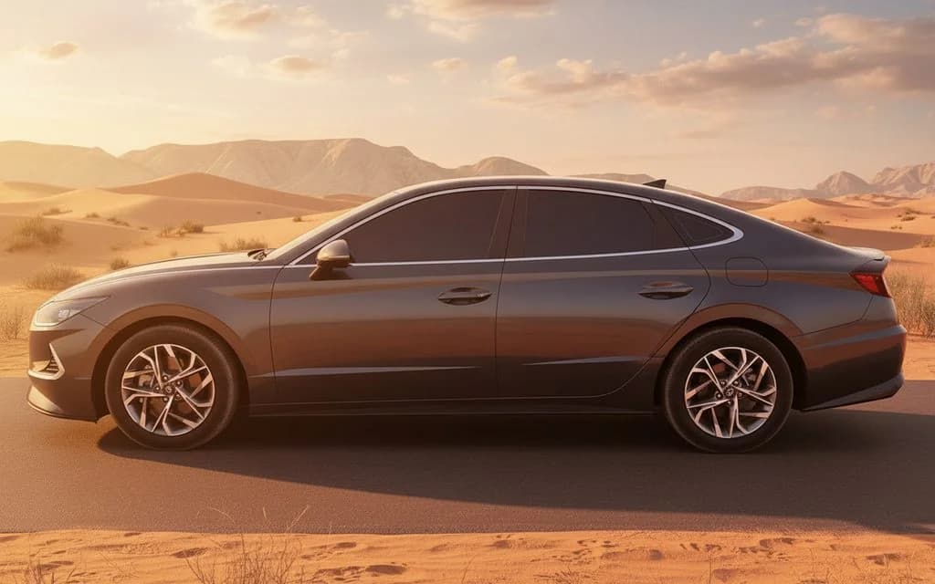 Hyundai Sonata 2021 Grey side profile – rental in Dubai
