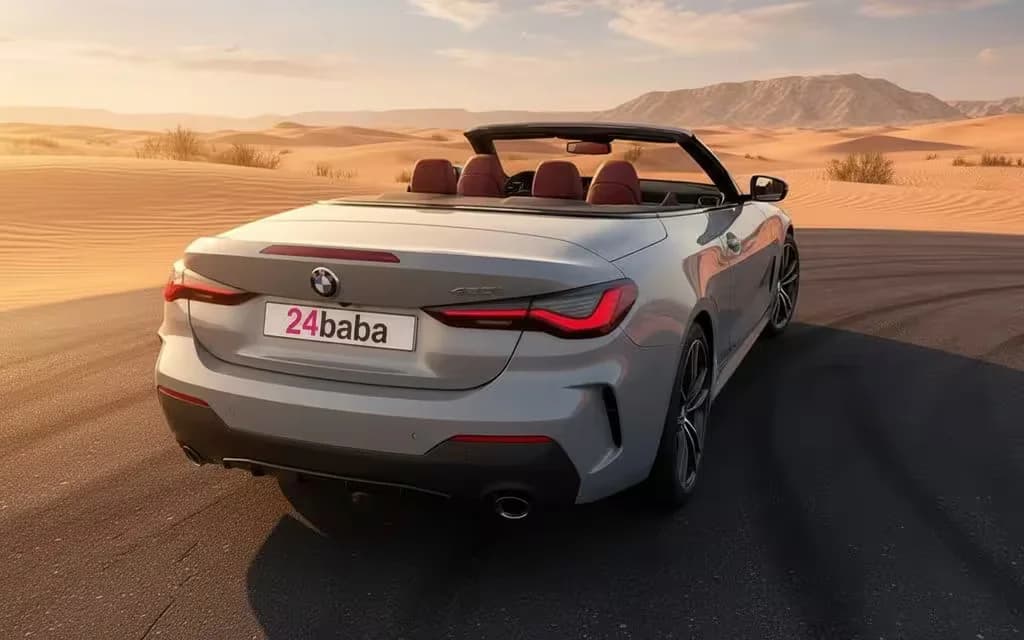 Bmw 420 2024 Silver rear view showing taillights – rental in Dubai