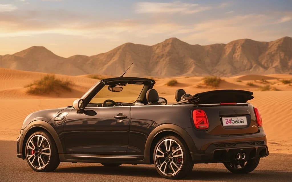 Mini Cooper 2022 Black side profile – rental in Dubai
