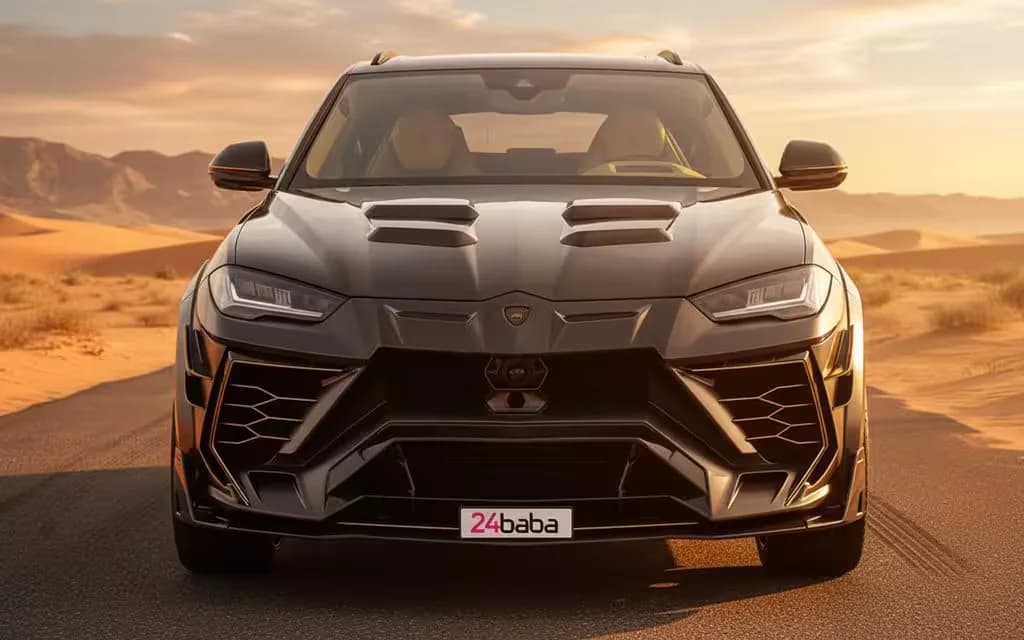 Lamborghini Urus 2021 Grey front view with headlights – rental in Dubai