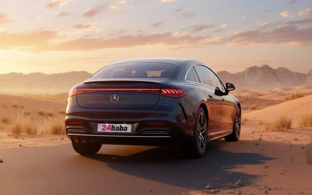 Mercedes Eqs580 2022 Blue rear view showing taillights – rental in Dubai