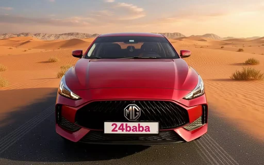 Mg Gt 2024 Red front view with headlights – rental in Dubai