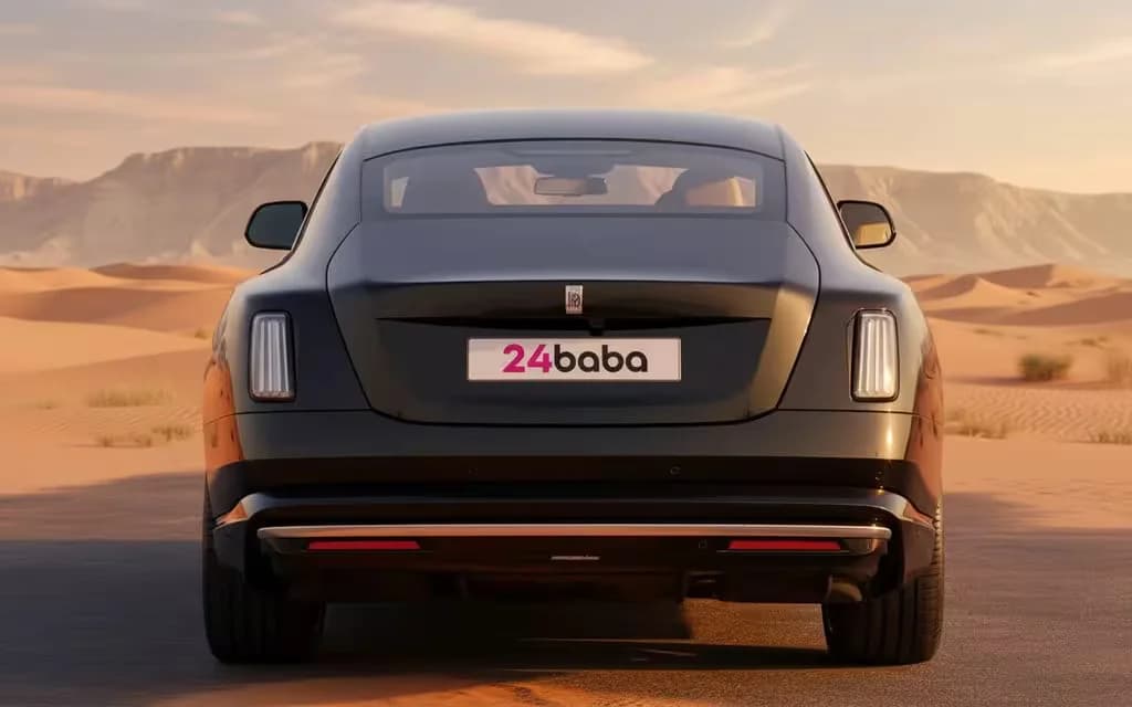 RollsRoyce Spectre 2025 Black rear view showing taillights – rental in Dubai