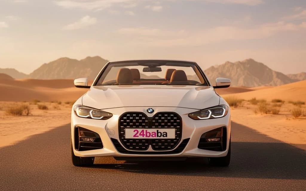 Bmw 420 2023 White front view with headlights – rental in Dubai