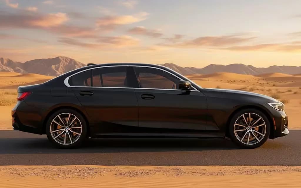 Bmw 330 2020 Black side profile – rental in Dubai