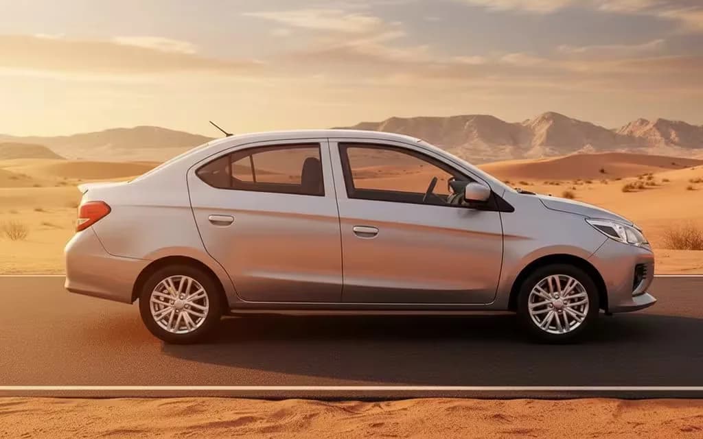 Mitsubishi Attrage 2022 Grey side profile – rental in Dubai