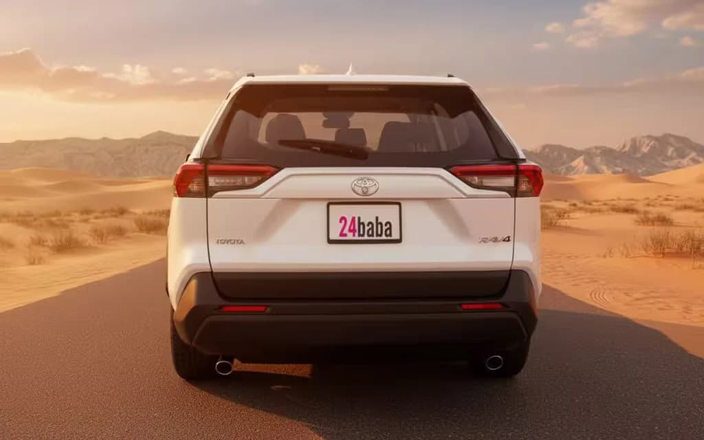 Toyota Rav4 2024 White front view with headlights – rental in Dubai