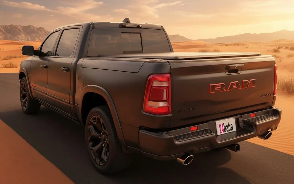 Dodge Ram 2022 Grey rear view showing taillights