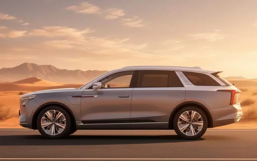 Hongqi E Hs9 2023 Grey side profile – rental in Dubai