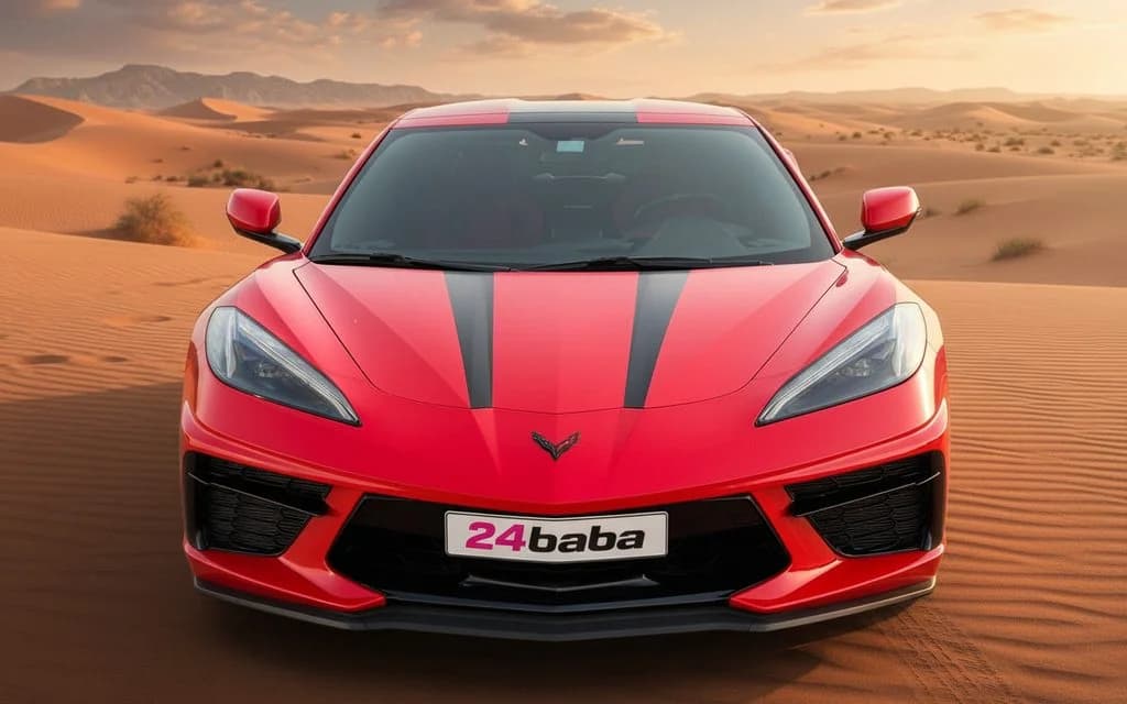 Chevrolet Corvette 2024 Red front view with headlights