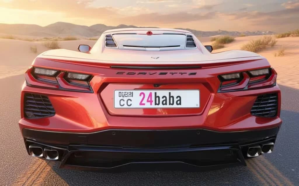 Chevrolet Corvette 2023 Red rear view showing taillights – rental in Dubai