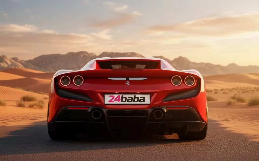 Ferrari F8 2021 Red rear view showing taillights – rental in Dubai