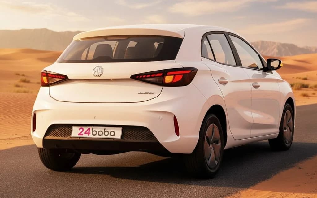 Mg 3 2025 White rear view showing taillights – rental in Dubai