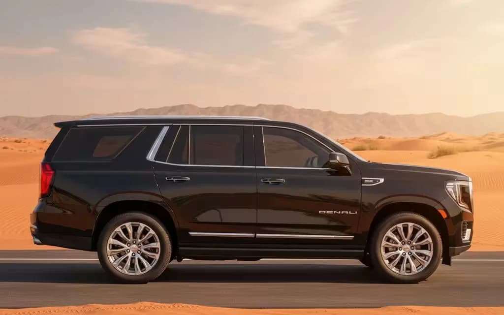 Gmc Yukon 2023 Black side profile – rental in Dubai