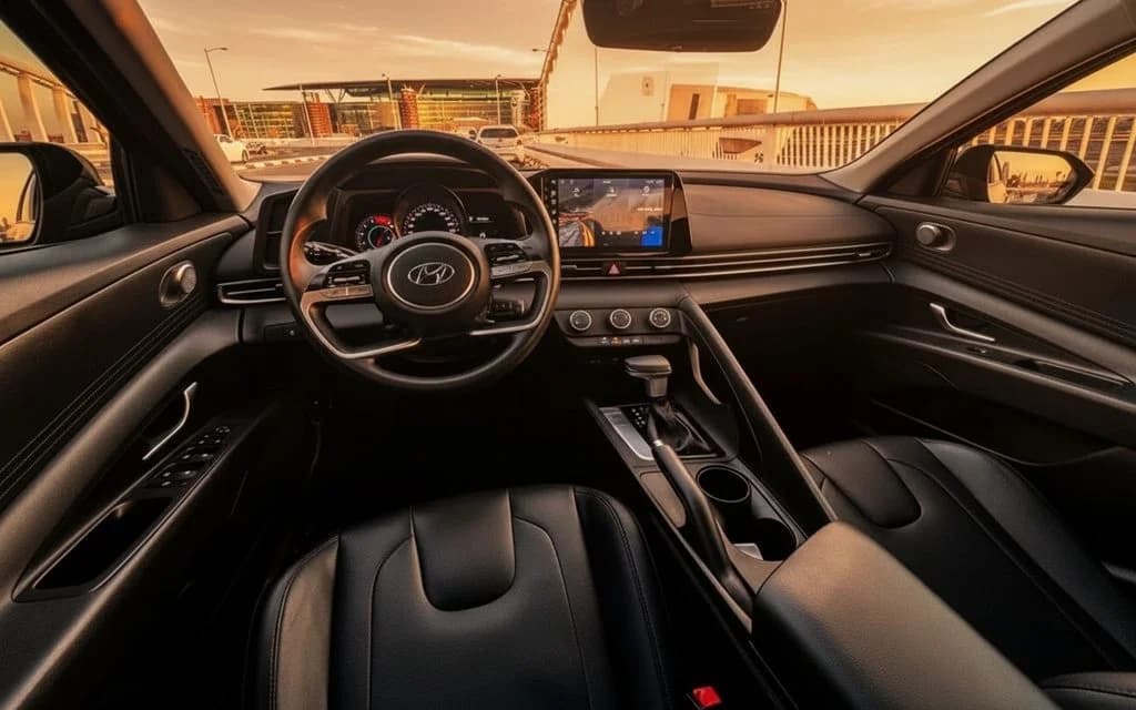 Hyundai Elantra 2022 interior view showing trim – rental in Dubai