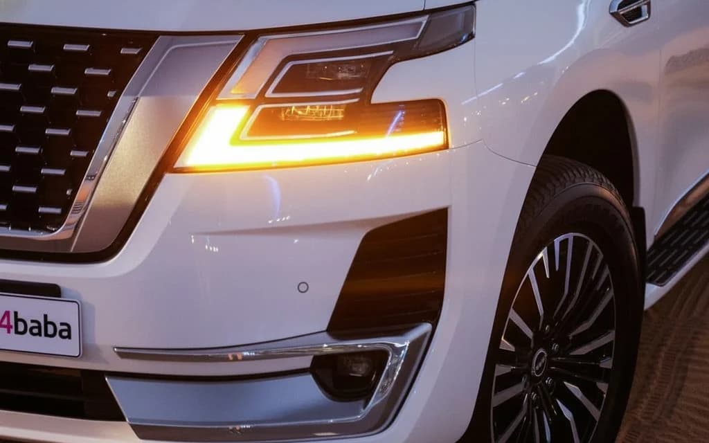 Nissan Patrol 2022 White front view with headlights