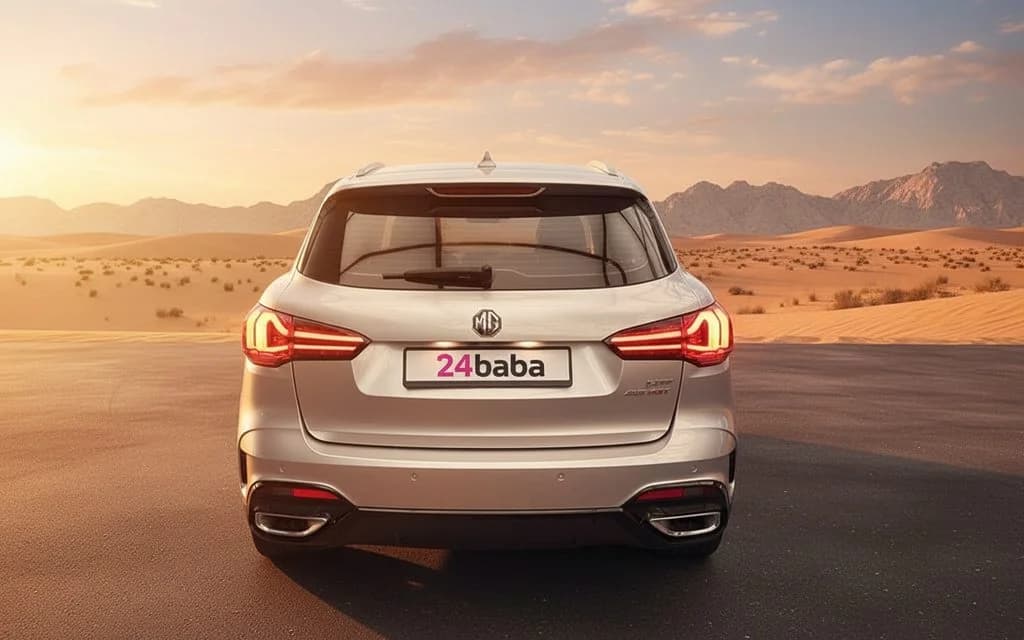 Mg Hs 2023 Silver rear view showing taillights – rental in Dubai