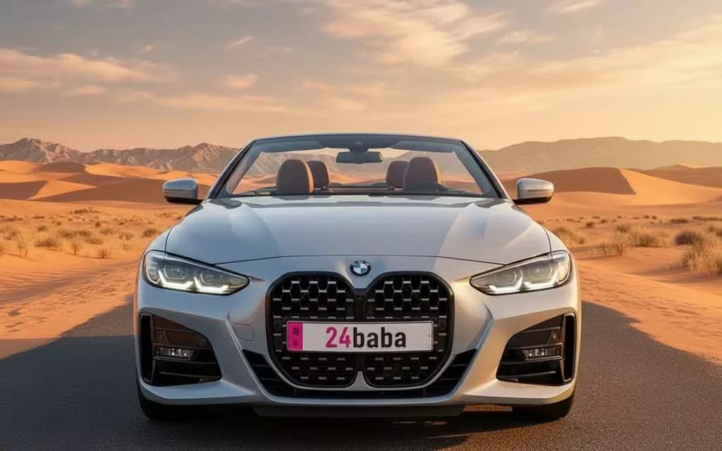 Bmw 420 2024 Silver front view with headlights – rental in Dubai