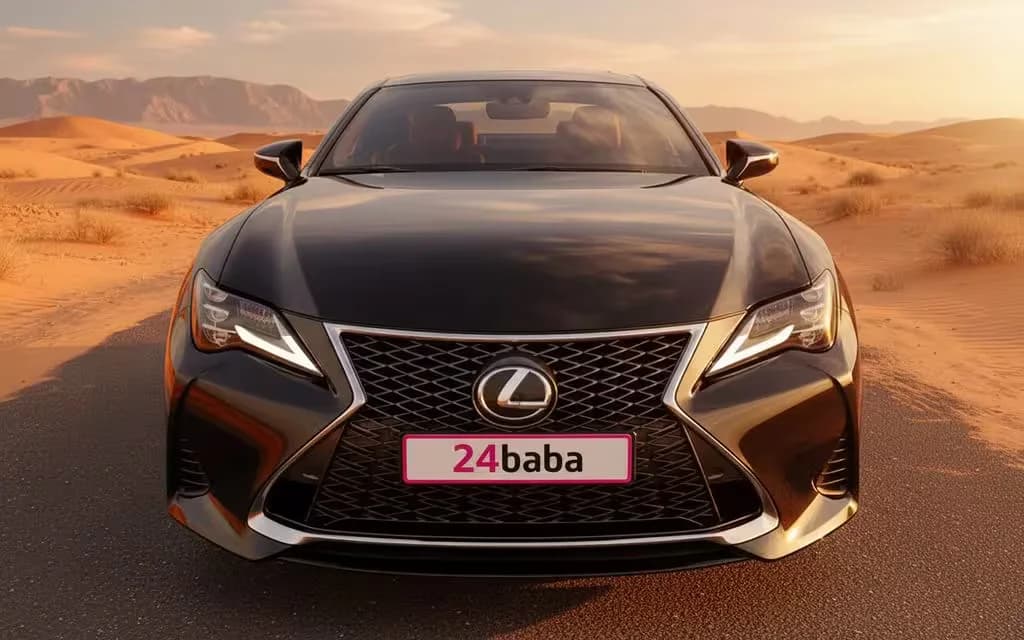 Lexus Rc 2021 Black front view with headlights – rental in Dubai