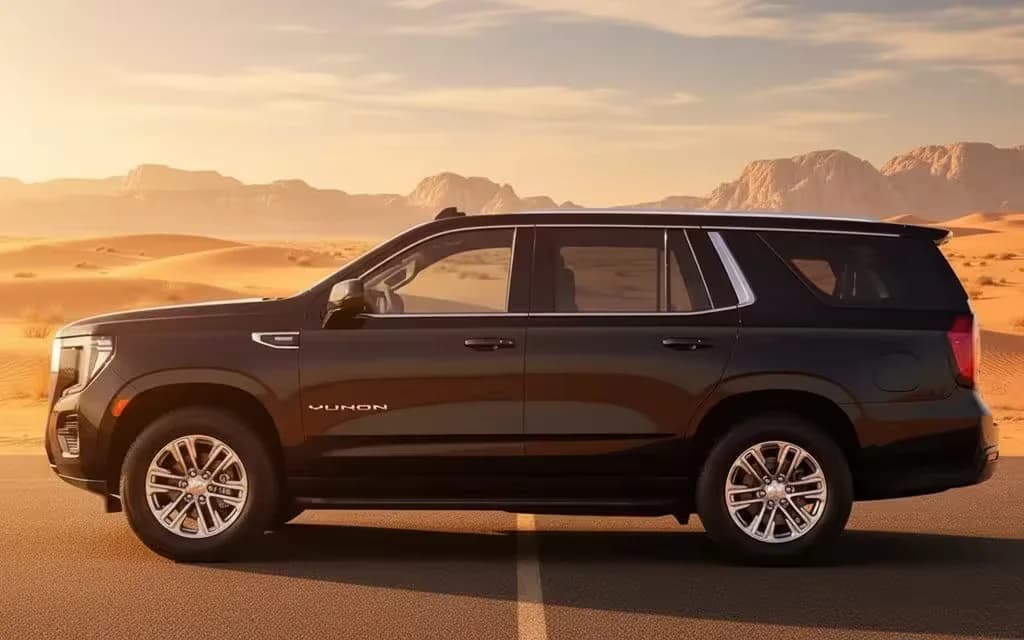 Gmc Yukon 2021 Black side profile – rental in Dubai