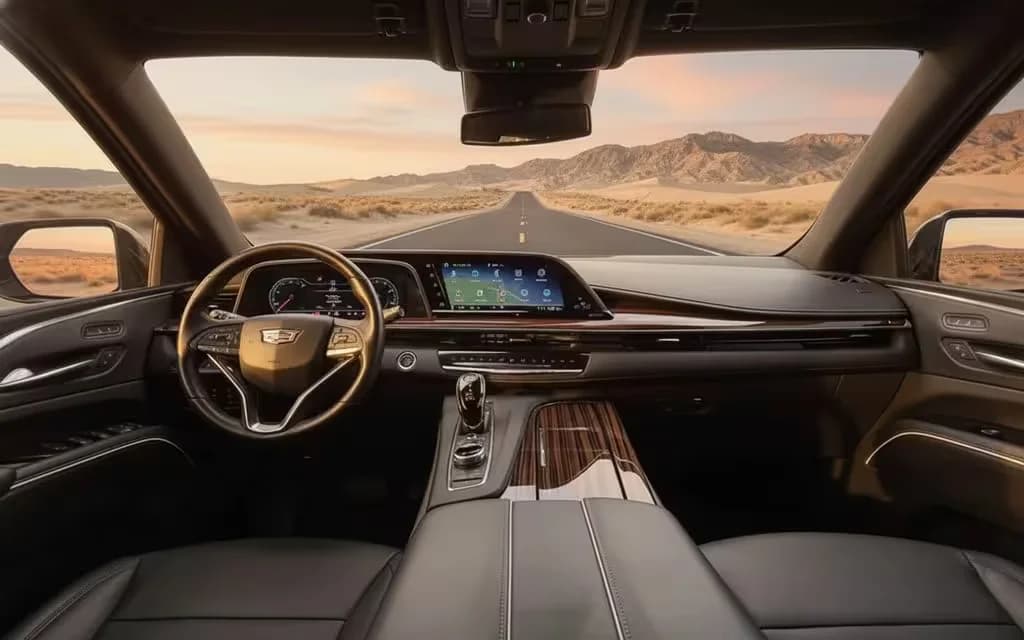 Cadillac Escalade 2022 interior view showing trim – rental in Dubai